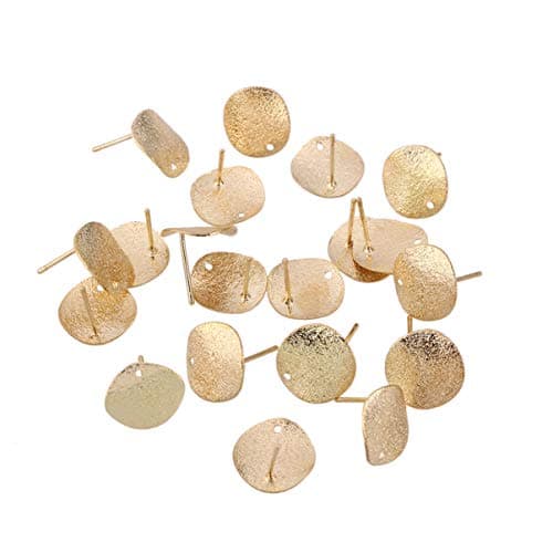 Milisten 20pcs Stainless Steel Earrings Posts Round Blank Peg Earrings Posts Flat Pad Ear Components Earring Making Findings (Golden)