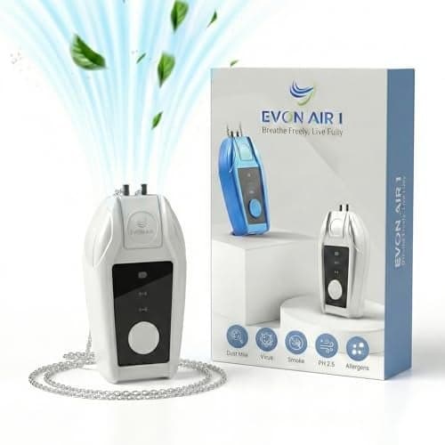 Portable Air Ionizer with 50M Ions/cm³ | Filterless Air Purifier for Travel | Personal Air Purifier Small | Wearable Necklace, No Maintenance, 500mAh Rechargeable, 75Hr Runtime, CE ROHS FCC Certified