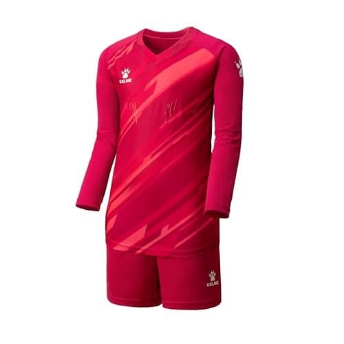 KELME Mens Soccer Goalie JerseysPadded Goalkeeper KitYouth Goalie Shirt and Pants with Socks Red XLarge