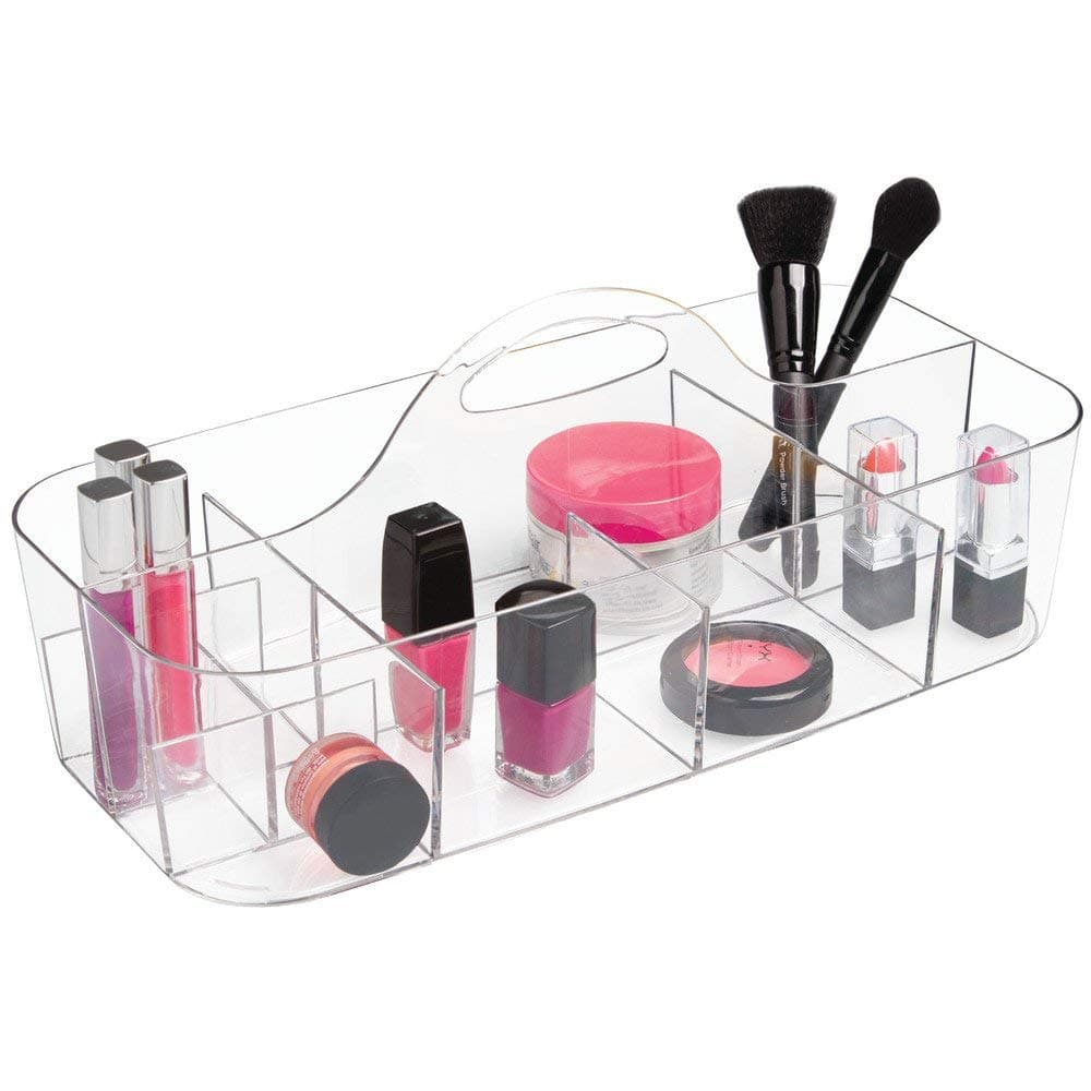 iDesign Clarity Cosmetic Organizer Tote for Vanity Cabinet to Hold Makeup Beauty Products Clear 145 x 7 x 575