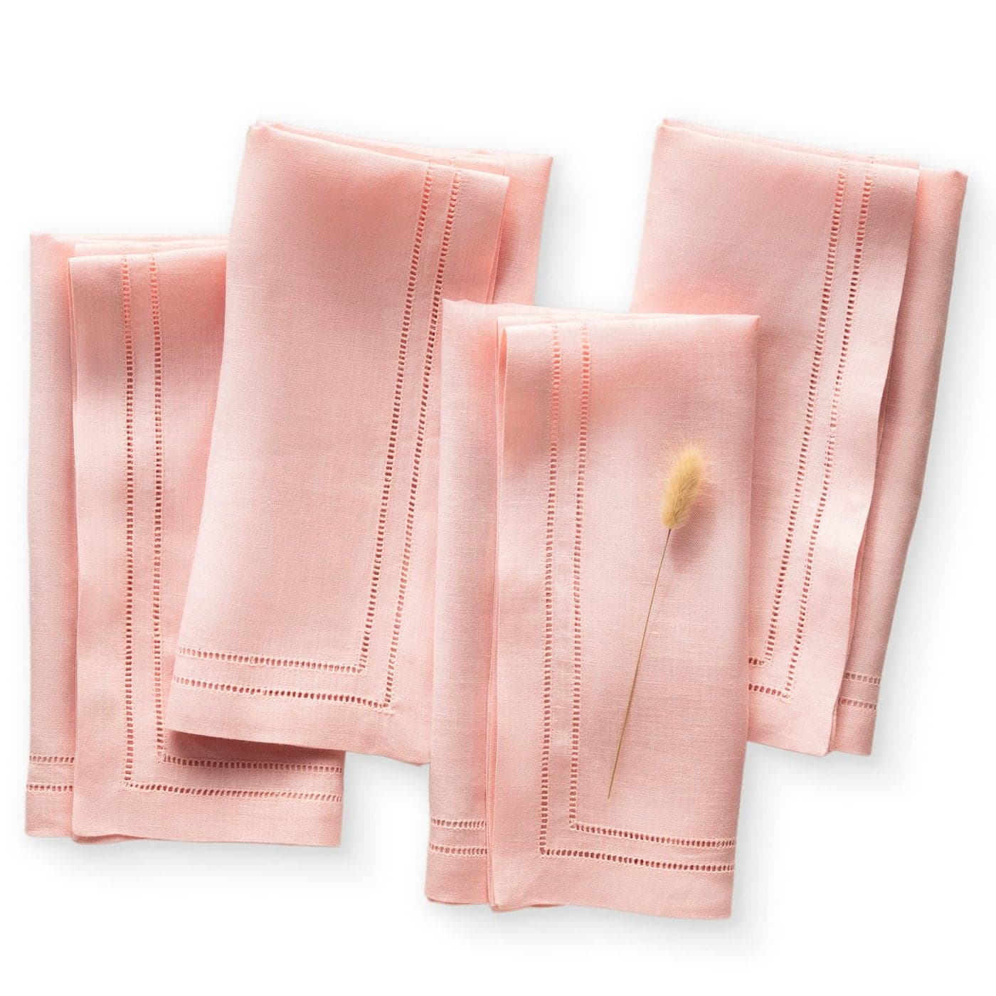 Linen Napkins 20 x 20 inch 100 Flax Linen Light Pink Dinner Napkins Set of 4 Hemstitch Cloth Napkin Washable Perfect for Summer