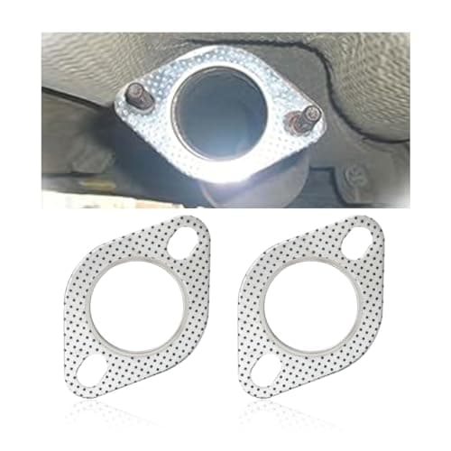 2PCS Car Exhaust Gasket Ultra Seal 2Bolt 2Inch Exhaust Flange Gasket Standard Exhaust Gasket Reinforced High Temperature Gasket Exhaust Flange Gasket Car Accessories