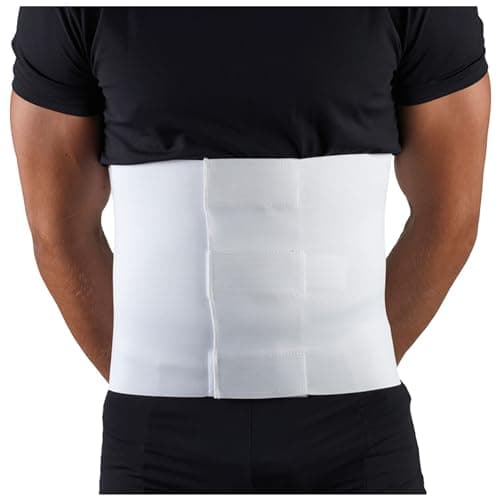 OTC Abdominal Binder, 10-Inch Chest and Rib Panel Support for Men and Women, Elastic, White, Medium