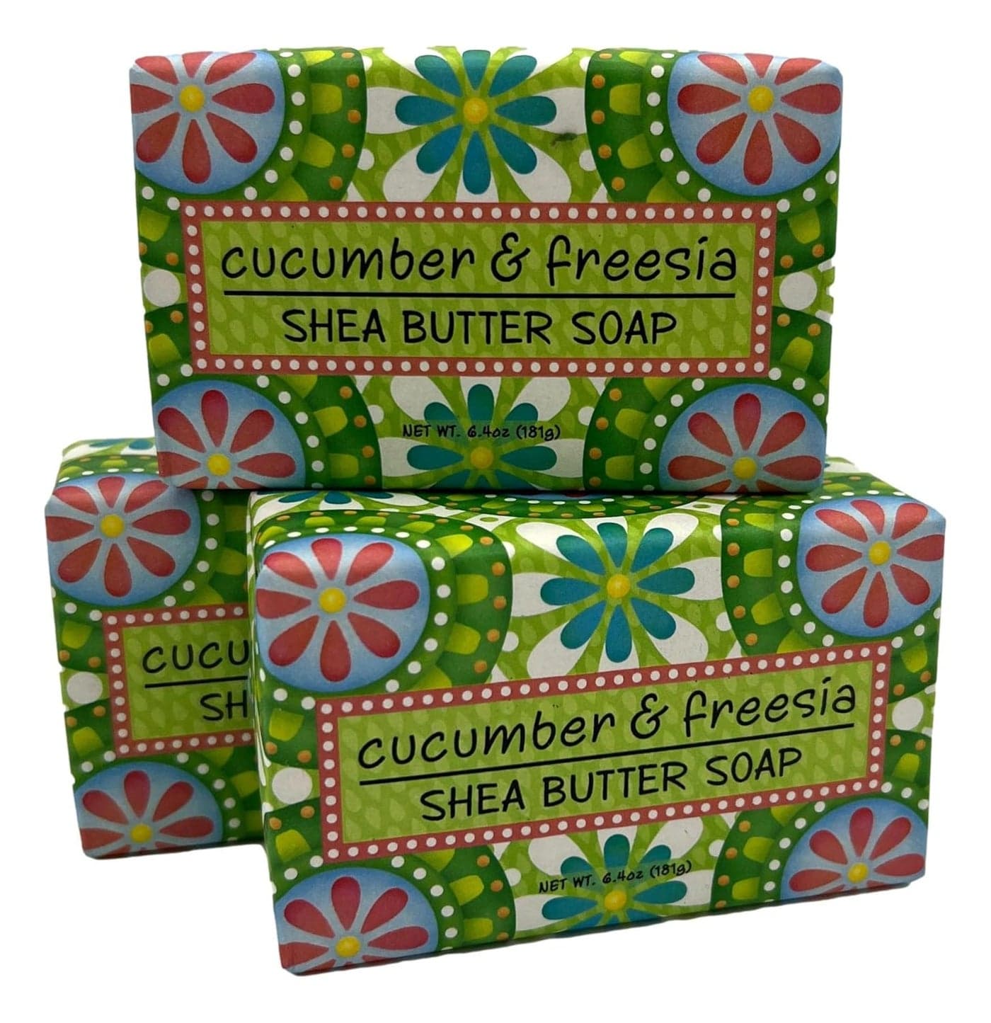 Greenwich Bay Trading Co 64 Ounces Garden Shea Butter 3 Bar Soaps Cucumber and Freesia