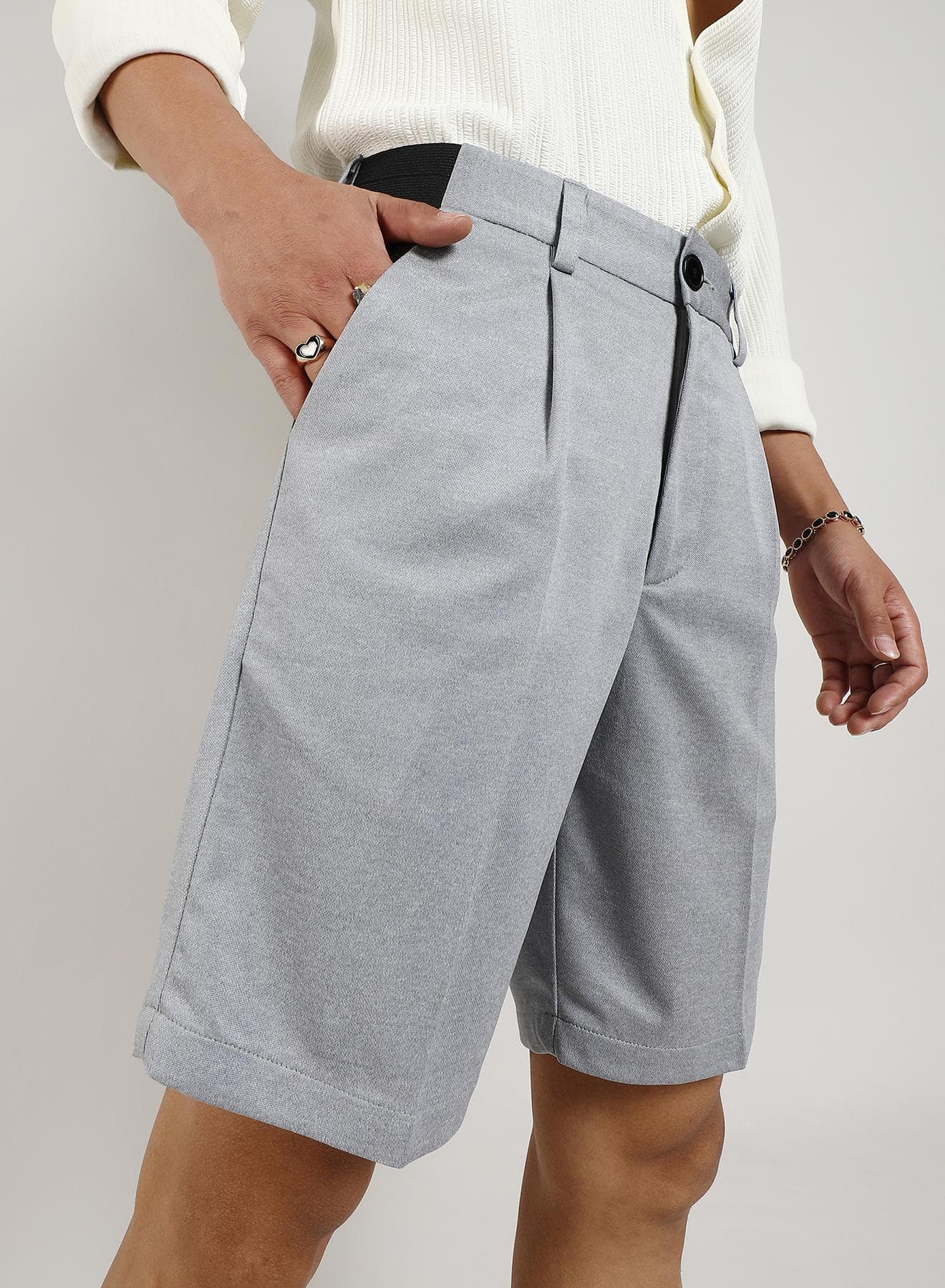 Men's Moon Grey Tailored Straight-Fit Shorts