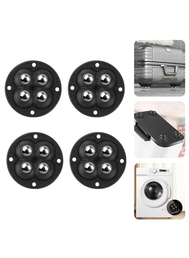 Self Adhesive Caster Wheels, Mini Ball Castors for Furniture Sliders & Appliance Rollers with 4 Steel Balls for Kitchen, 360 Degree, Self-Adhesive, Strong Castor Wheel, for Rubbish Bins, Furniture