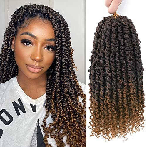 Nice One PreTwisted Passion Twist Hair 14 Inch 112 Strands Short Passion Twist Crochet Hair for Women 8 Packs Ombre Brown PreLooped Passion Twists Braiding Synthetic Hair Extensions 14inchT30