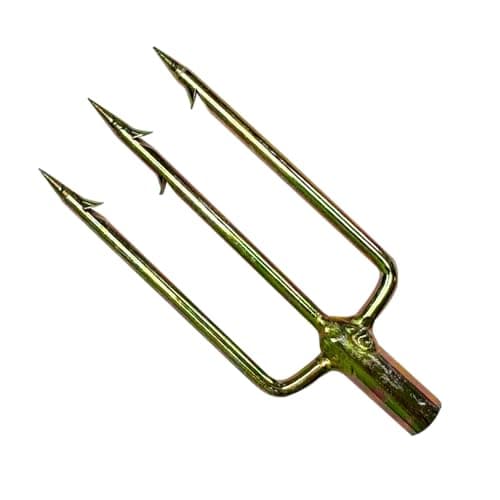 Scuba Choice 3-Prong Spearfishing Harpoon Tip 8mm Stainless Steel – Chrome Gold Barbed Fork Spearhead for Precision, Accuracy & Durability, 5" x 2" Threaded - Efficient Underwater Hunting Fishing
