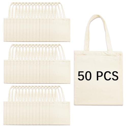 ORJ 50 PCS 13 x 15 Inch Sublimation Blank Canvas Bags Bulk, Tote Bags for Sublimation, Canvas Tote Bags DIY Custom Shopping Bag