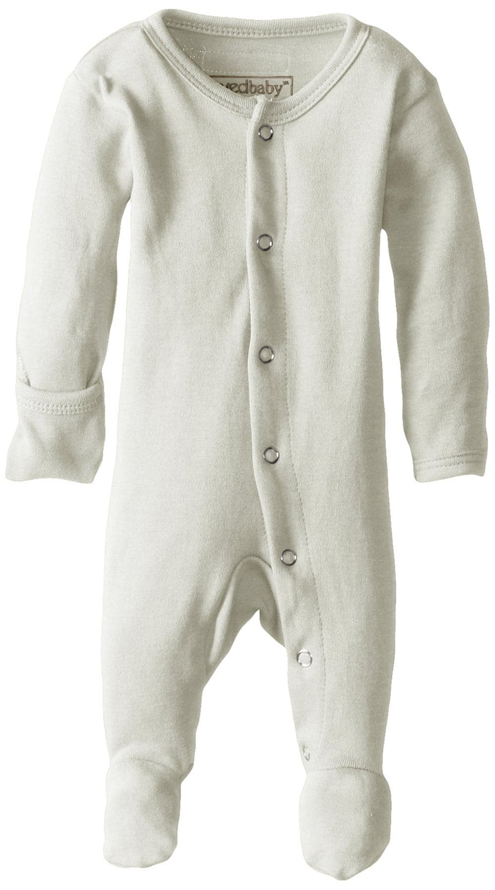 L'ovedbaby Baby Girls Organic Snap One-Piece Footies, Stone, 3-6 Months US