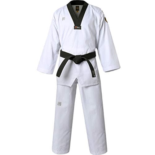 Mooto Korea Taekwondo MTX S2 Uniform Black V-Neck Dobok MMA Martial arts Karate Basic Training WT Logo (160(Height: 160~169cm)(5.24~5.54ft))