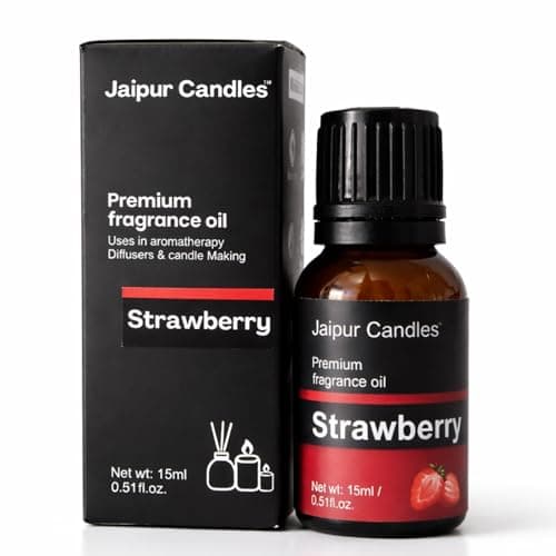 Jaipur Candles Strawberry Fragrance Oil | 15 ml | Aroma Oil for Home Fragrance | Best for Aromatherapy | Use in Diffusers, Candles, Air Fresheners (15ML, Strawberry)