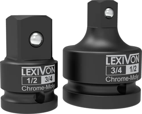 LEXIVON 12 34 Impact Socket Adapter 2Piece Set 12 34 Reducer and Increaser ChromeMoly Steel Fully Impact Rated LX403