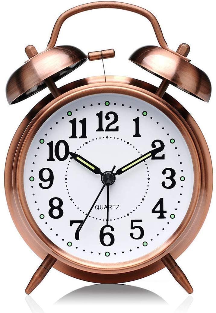 Ronest Loud Metal Twin Bell Alarm Clock with Sweep Movement for Heavy Sleepers Upgraded Version Gold