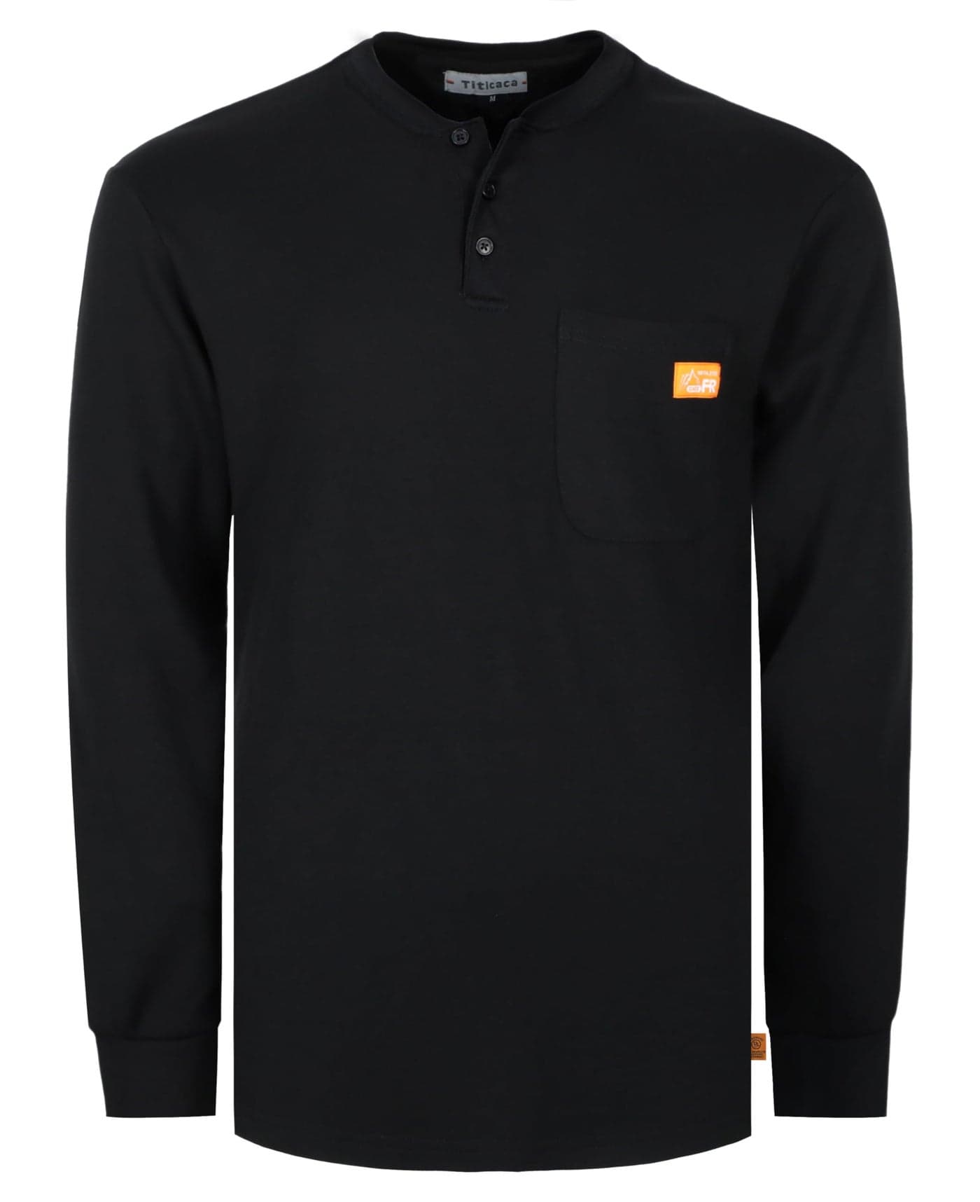 Titicaca FR Pocket Henley 7OZ 100 Cotton Flame Resistant Henley Style Black Long Sleeve TShirts