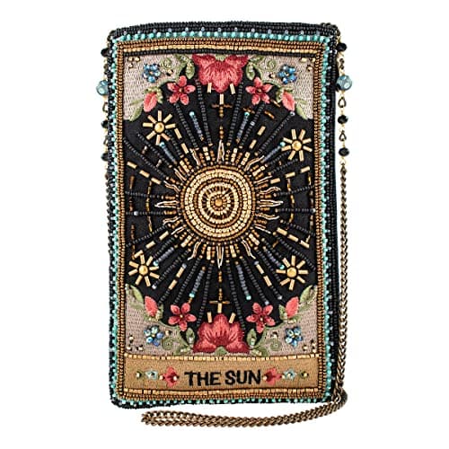 Mary Frances Shine On Beaded Crossbody Cell Phone Bag Clutch Sun and Floral Design with Adjustable Strap, Multicolor