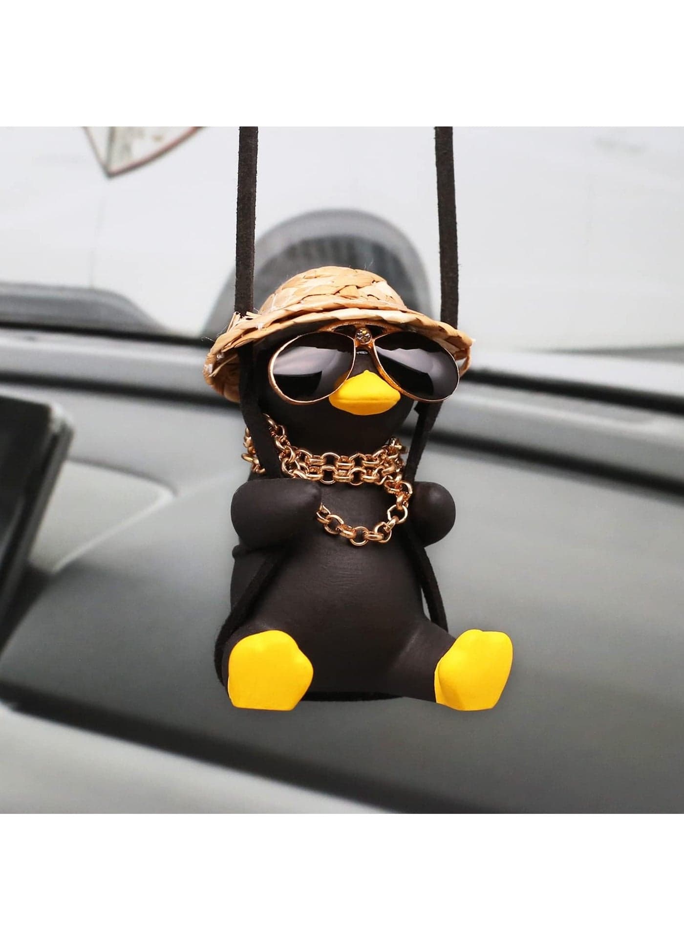 Swinging Duck Car Hanging Ornament Cool Car Hanging Accessories for Rear View Mirror Cute Car Pendant Swinging Sunglasses Duck Hanging Swing