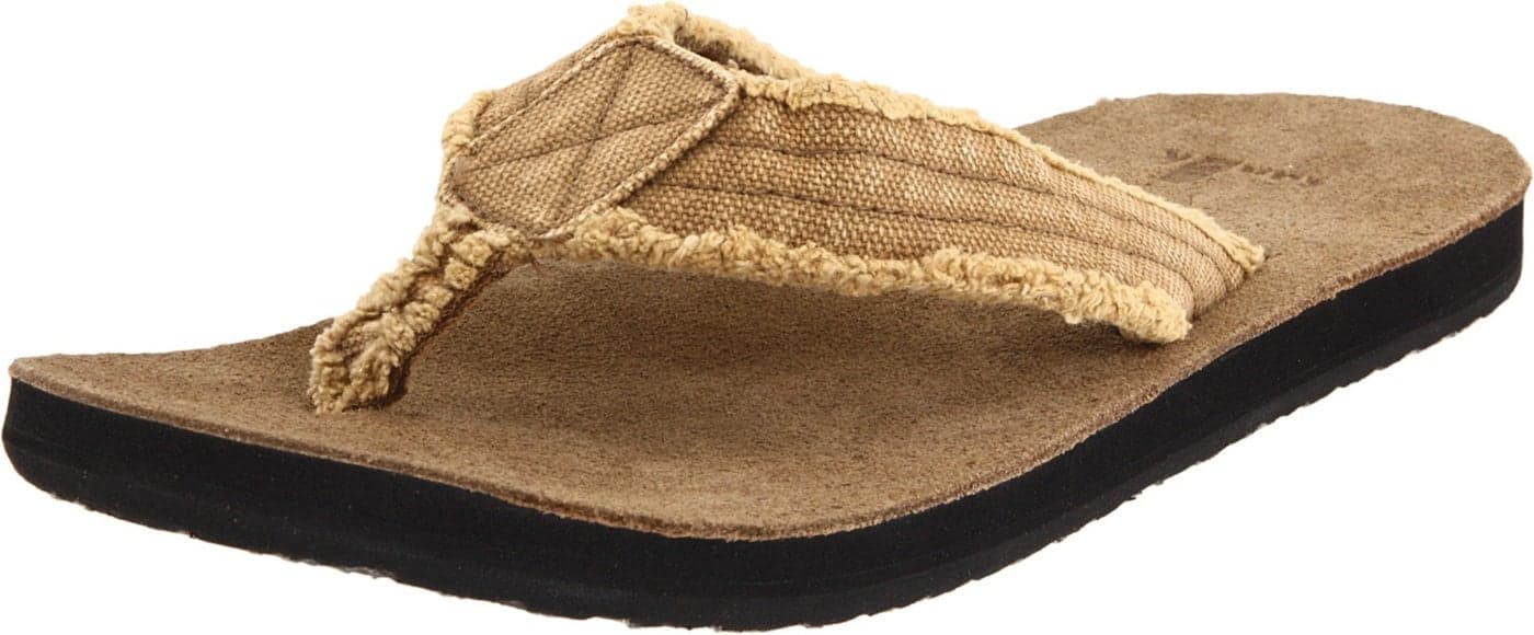 Sanuk Mens Fraid Not | Flip Flops for Men | Mens Sandals | Beach Sandals | Supportive & Lightweight | Comfort Footbed, Khaki, 10