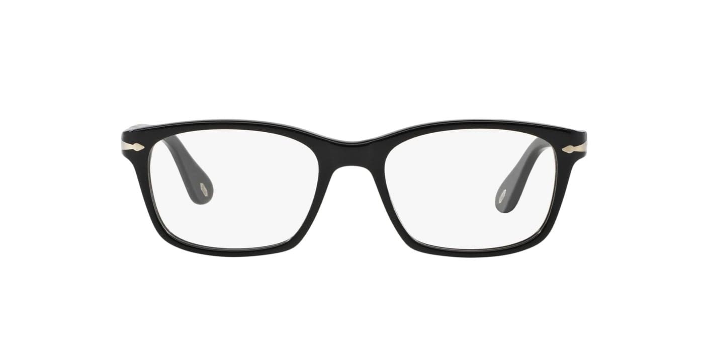 Persol Unisex PO3012V Square Prescription Eyewear Frames, Black/Demo Lens, 54 mm