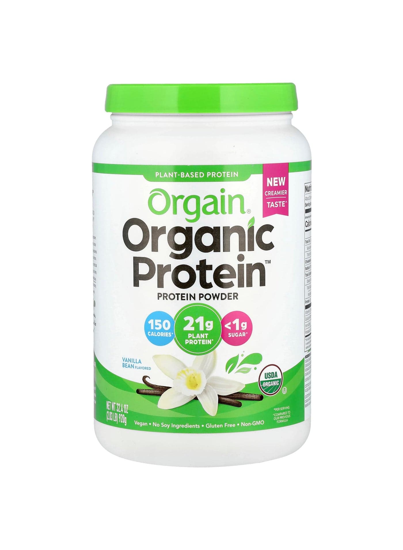 Organic Protein™ Powder, Plant Based, Vanilla Bean, 2.03 lb (920 g)
