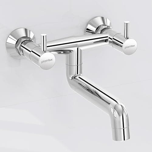 Plantex Pure Brass ICO-916 Non Telephonic Wall Mixer with Water Saving Technology Tap/Mixer Tap for Bathroom with Brass Wall Flange and Teflon Tape-7 Year Warranty (Mirror Chrome)