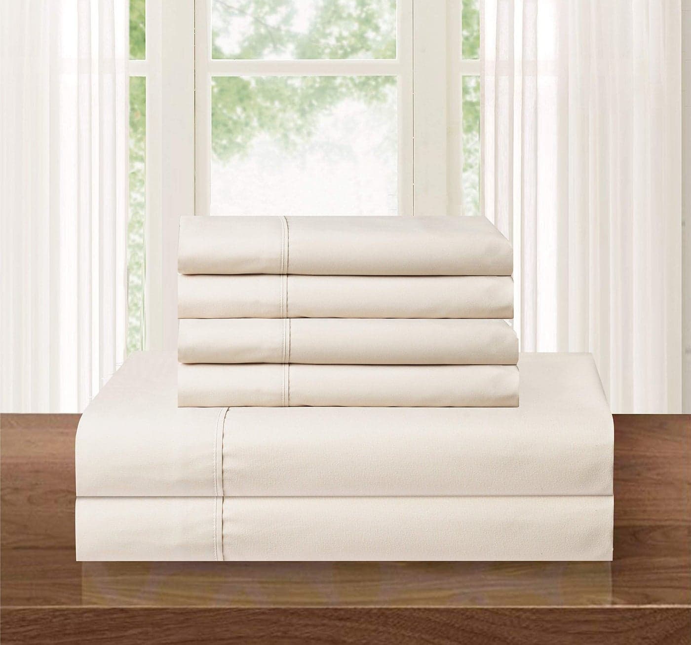 Elegant Comfort Luxurious Soft 1500 Thread Count Egyptian 4-Piece Hotel Quality Wrinkle and Fade Resistant Coziest Bedding Set, Easy All Around Elastic Fitted Sheet, Deep Pocket, Twin/Twin XL, Cream