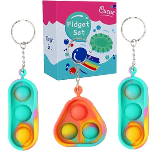 Cucue Simple Fidget Pop Toys Portable Calming Sensory Hand Toys for Fun Stress Relief Soft Flexible FoodGrade Silicone Materials Keychain Durable Poppers for Kids Adults Pack of 3