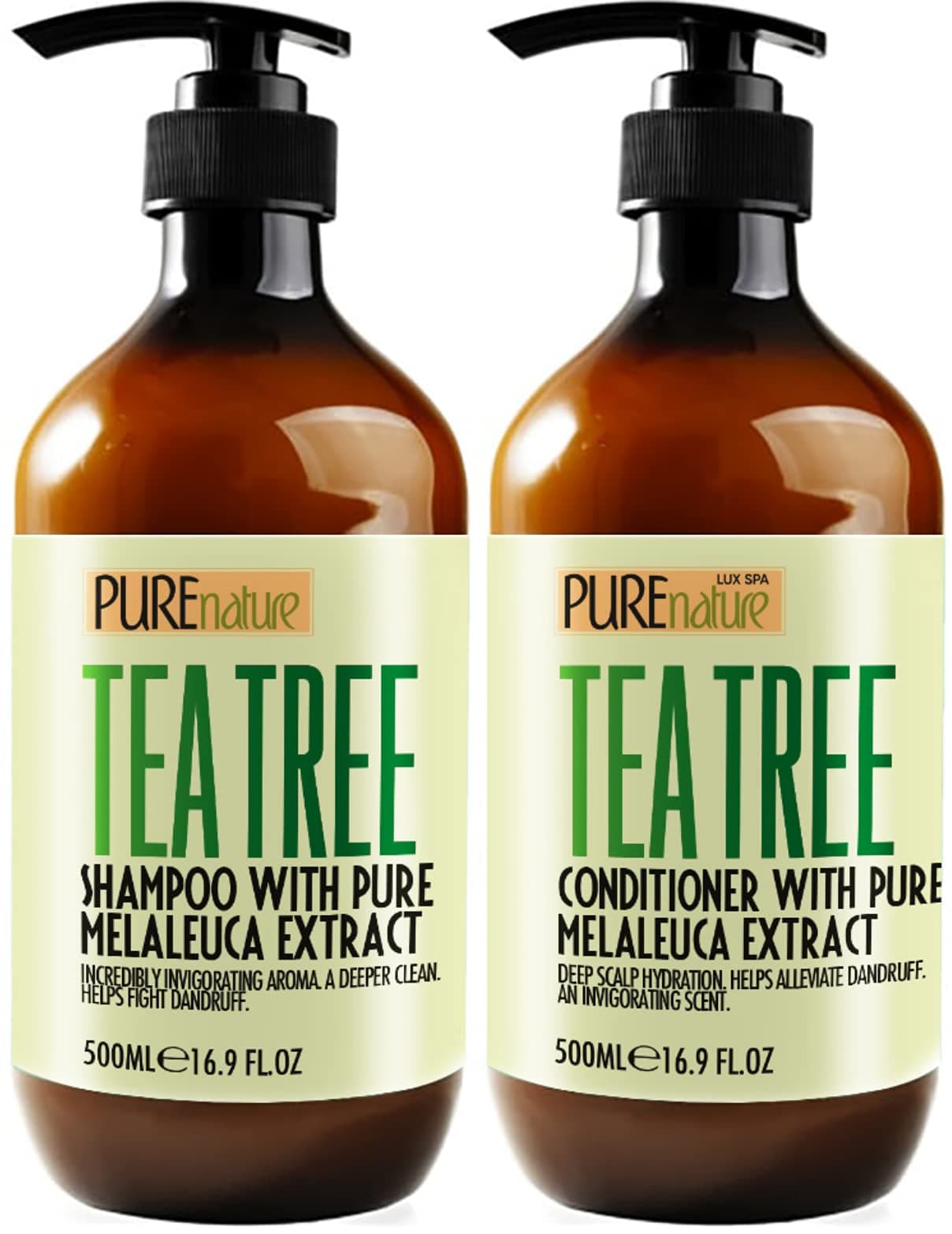 Tea Tree Oil Shampoo and Conditioner Set Sulfate and Paraben Free Treatment for Oily Hair and to Help Reduce Your Itchy and Dry Scalp Healthy Anti Dandruff Formula for Men and Women