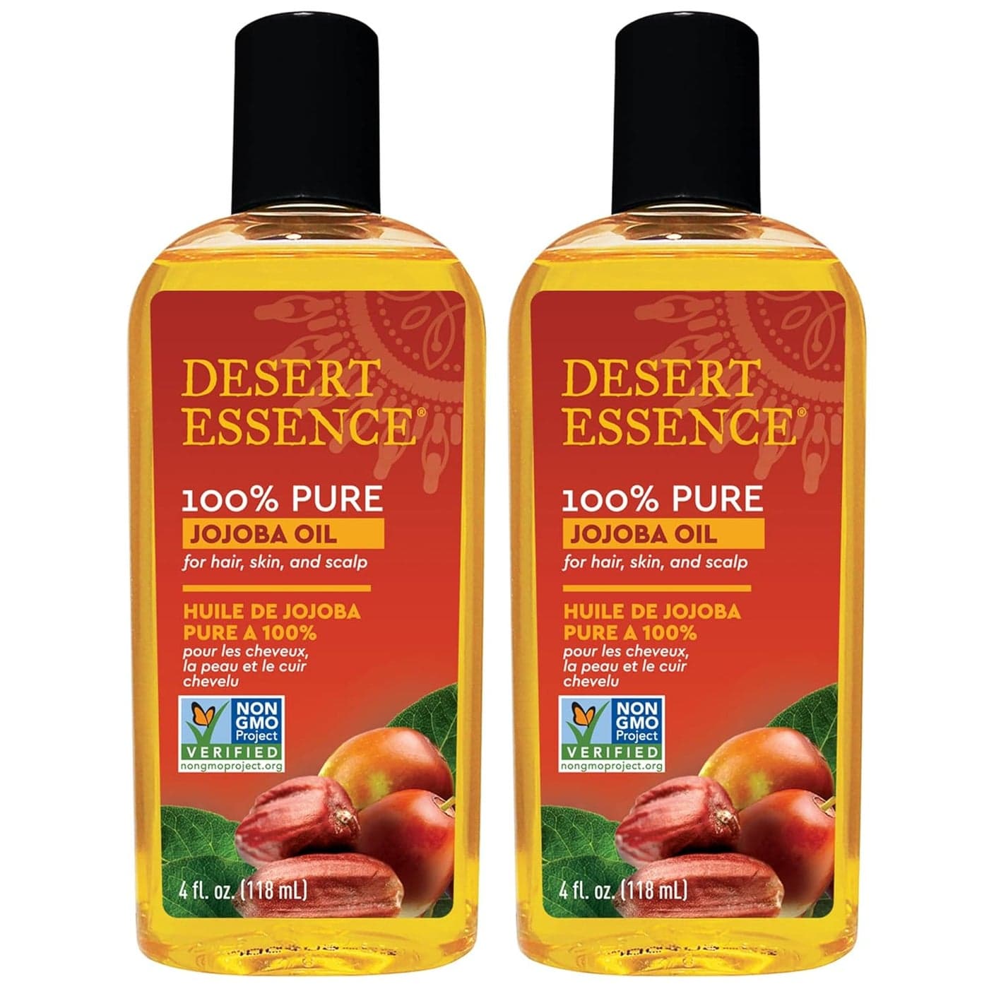 Desert Essence 100 Pure Jojoba Oil 4 Fl Oz Pack of 2 Haircare Skincare Essential Oil All Skin Types No Oily Residue May Help Prevent Flakiness Makeup Remover Aftershave Moisturizer