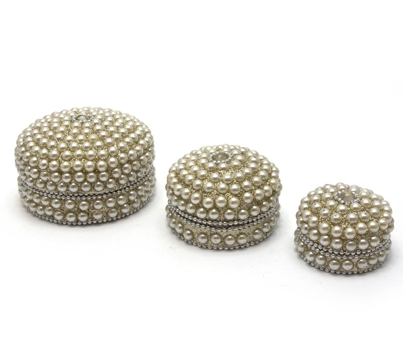 Skywalk Metal Round Hand Made Jewellery Box (Multicolour, 3 inches/2.5 inches/1.5 inches)