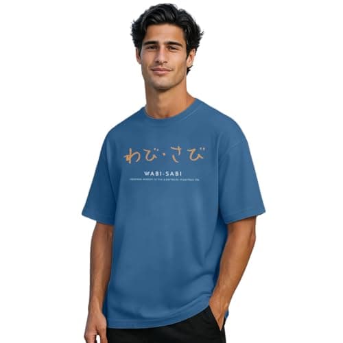 NOBERO Men Cotton Solid Oversized Fit T-Shirt (1M-TWRT-C0513_Marine,Blue)