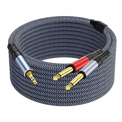 TAISUSAN 1/8 Stereo to Dual 1/4 Mono Cable 10ft, 3.5mm to Dual 1/4 Cable, 1/8 inch TRS Stereo to Dual 1/4 inch TRS Splitter