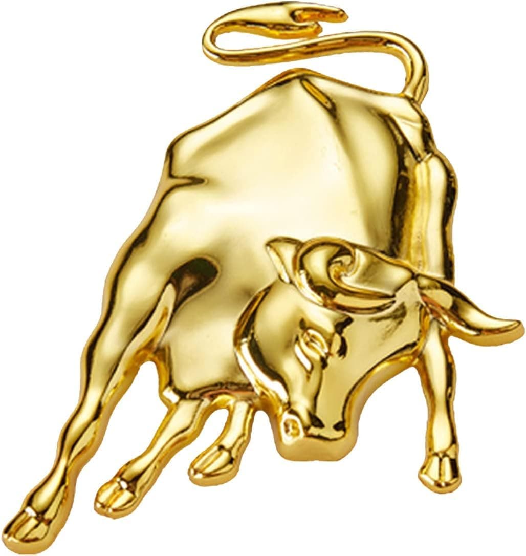 AutoBizarre 3D Raised Ox Bull Metal Monogram Emblem Badge Sticker for All Cars & Bikes (Golden)