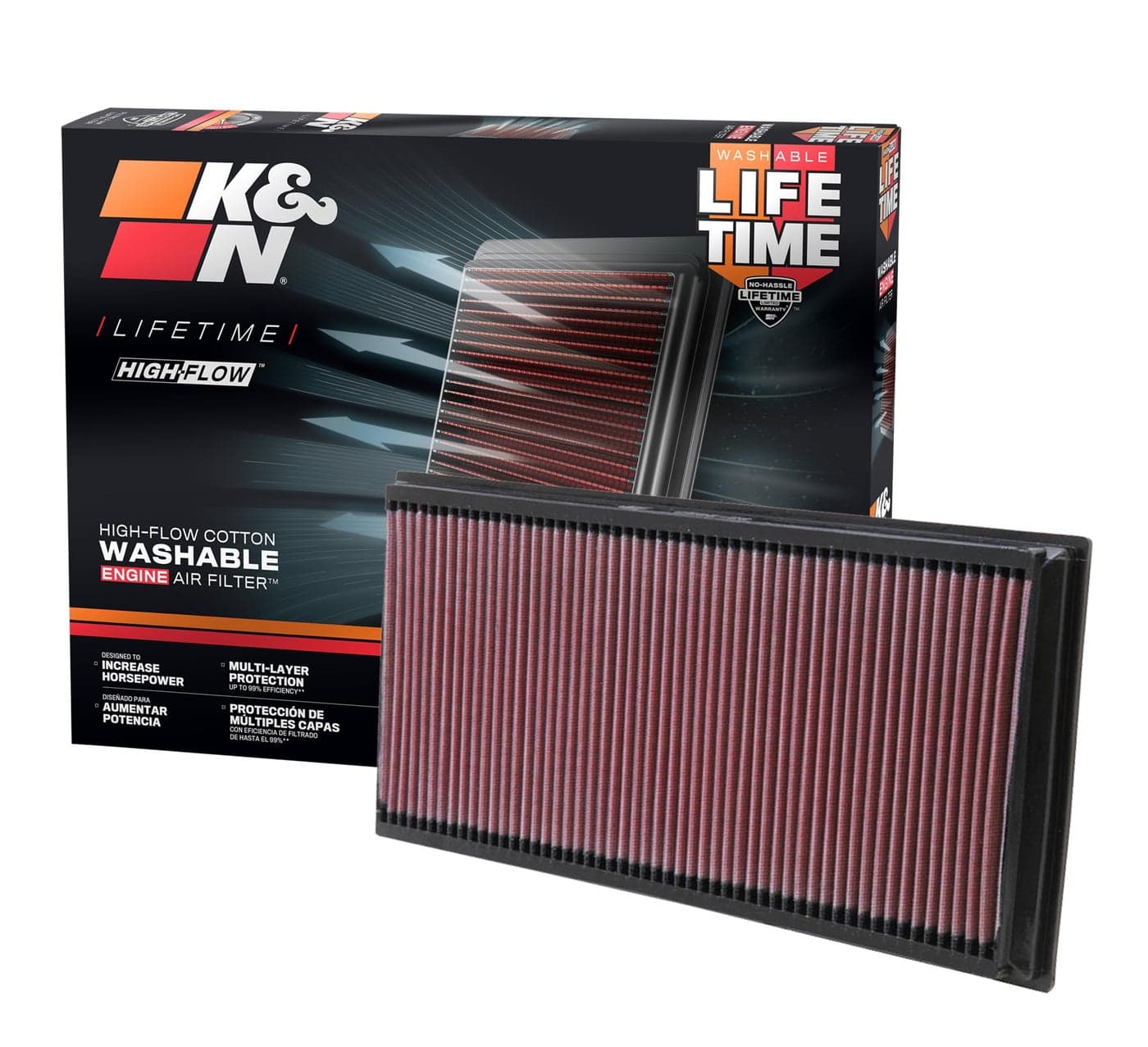 KN HighFlow Original Lifetime Engine Air Filter Increase PowerPremium Washable Compatible with 20022019 AudiLand RoverPorscheVolkswagen Q7 TT Range Rover Canyenne Jetta Touareg332857