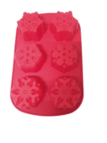 Bakers Pardise Christmas Snowflakes Silicone Molds 6 Cavity Cake Moulds Desserts Molds for Making Soap Candle Candy Muffins Chocolates Cake Decoration Mould Size 28 x 18 x 4 cm Pack of 1