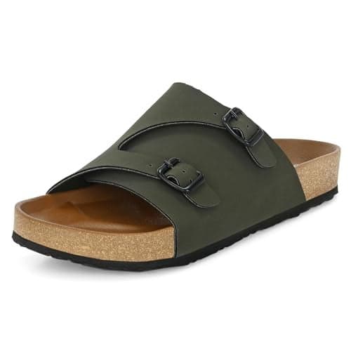 Centrino Mens Cushion Sliders/Slippers | PU Padding on the Footbed | Bounce Back Technology | Comfortable & LightWeight | Stylish & Everyday Flip Flops for Gents 6866-4_OLIVE_9