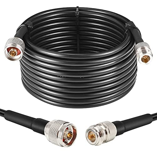 XRDS -RF 25ft N Male to N Female Cable, 50 ohm KMR240 Low Loss N Connector Coax Extension Cable Jumper for WiFi/Ham Radio Antenna, Signal Booster, Router, Amplifier