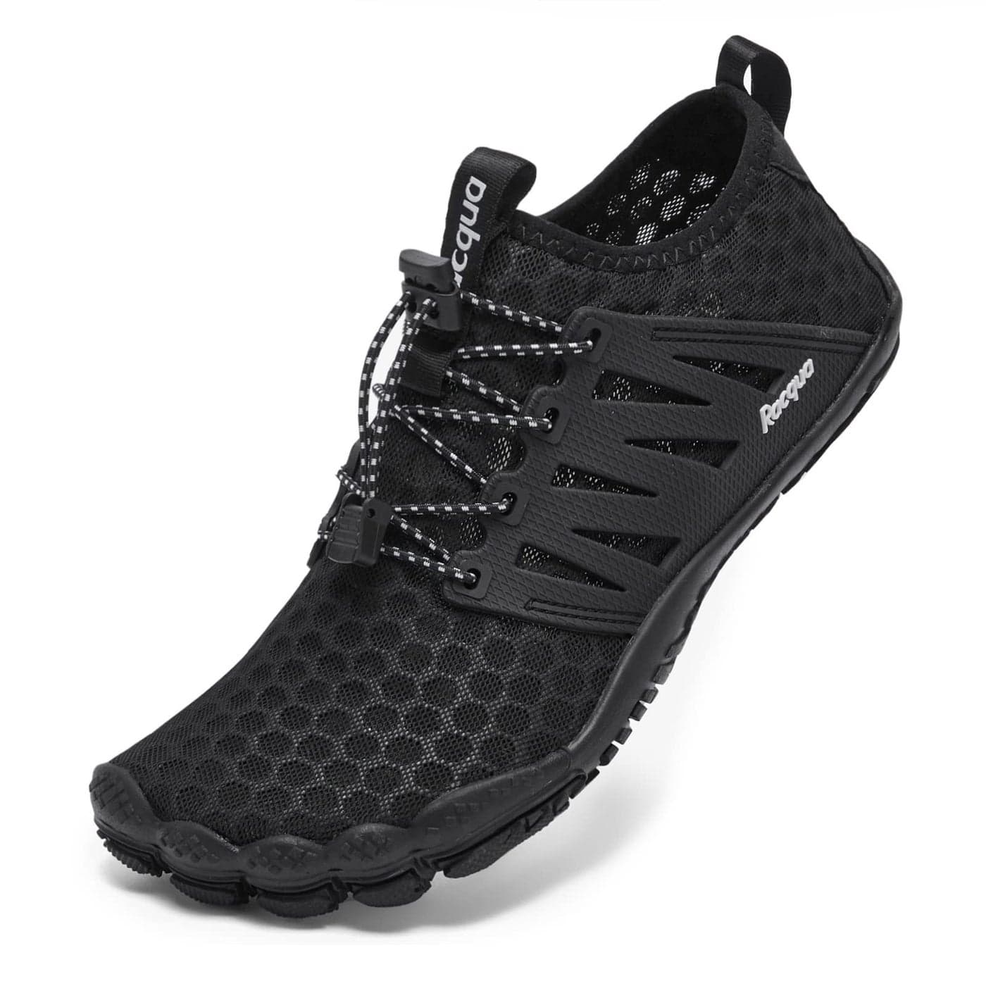 Racqua Mens Womens Water Sport Shoes Quick Dry Barefoot Aqua Shoes Beach Surf Swim Pool Hiking Walking Shoes Black 7.5 Women/6.5 Men