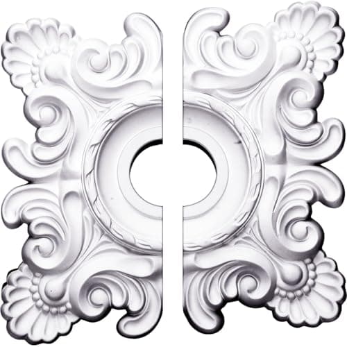Ekena Millwork CM18CR2 18"W x 18"H x 3 1/4"ID x 1 1/2"P Crawley Ceiling Medallion, Fits Canopies up to 6-3/4", 2 Piece