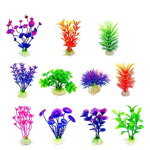 CousDUoBe Artificial Aquatic Plants 11 Pcs Small Aquarium Plants Artificial Fish Tank Decorations,Used for Household and Office Aquarium Simulation Plastic Hydroponic Plants