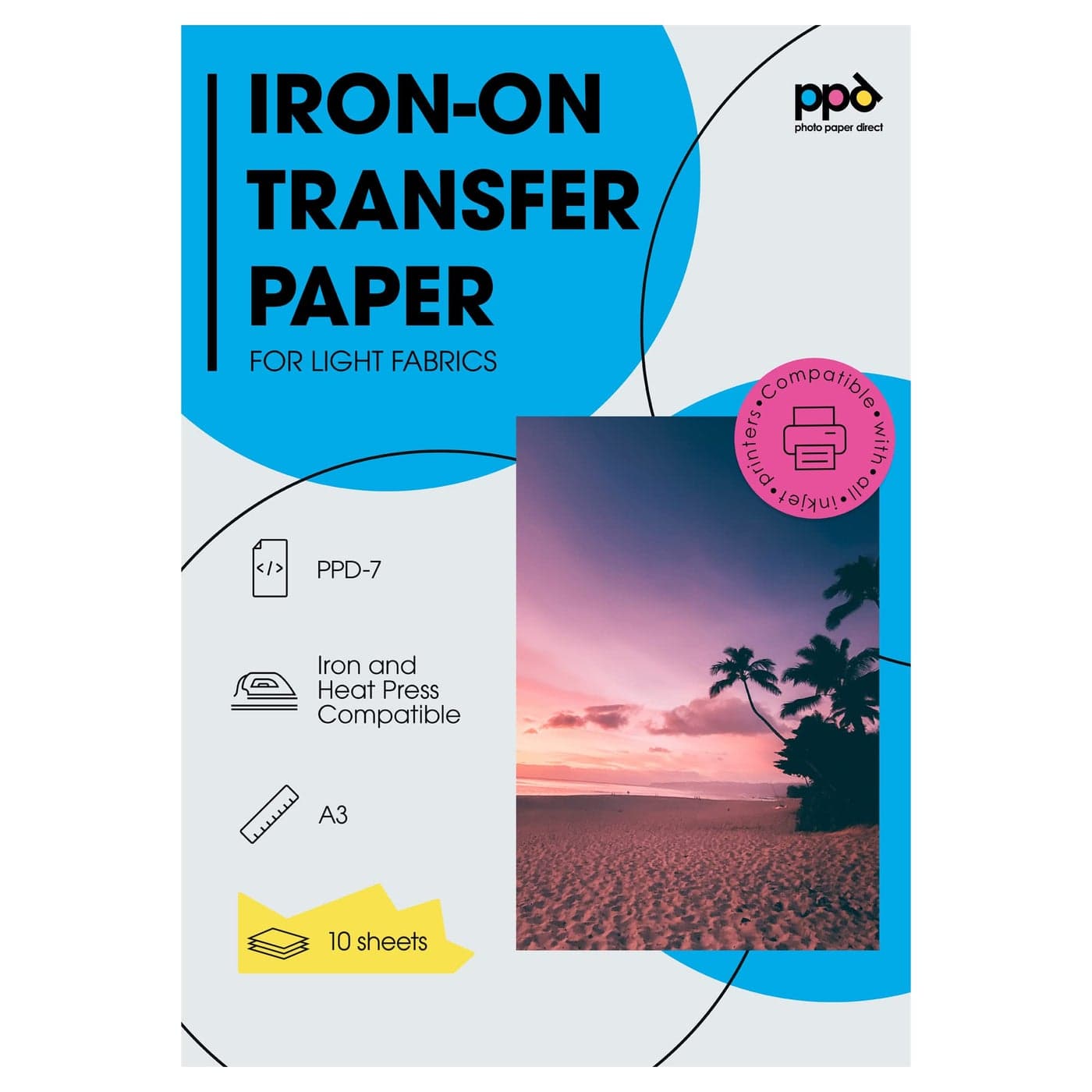 PPD A3 Inkjet Premium T Shirts Transfer Paper for Light and White Fabrics x 10 Sheets PPD710