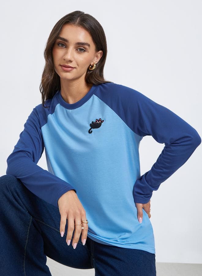 Color Block Raglan Sleeve T-Shirt