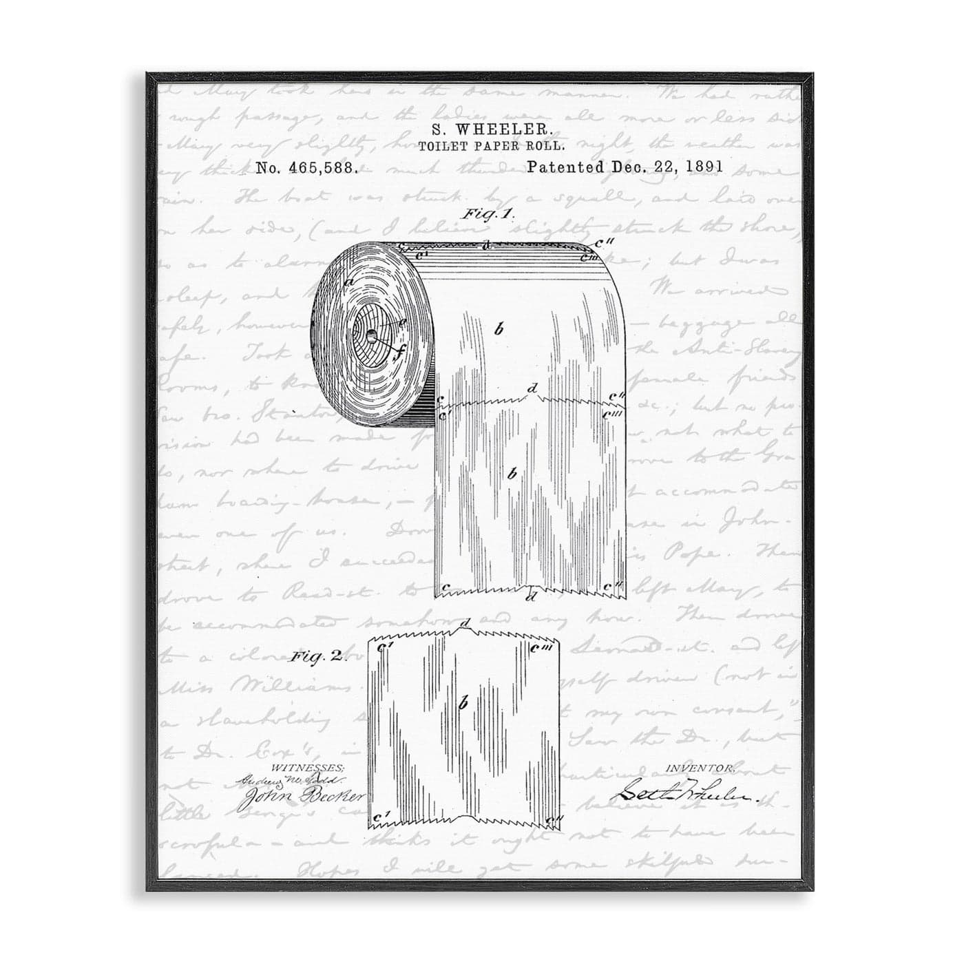 Stupell Industries Toilet Paper Roll Patent Black And White Bathroom Design Black Framed Art 24 x 30 MultiColor