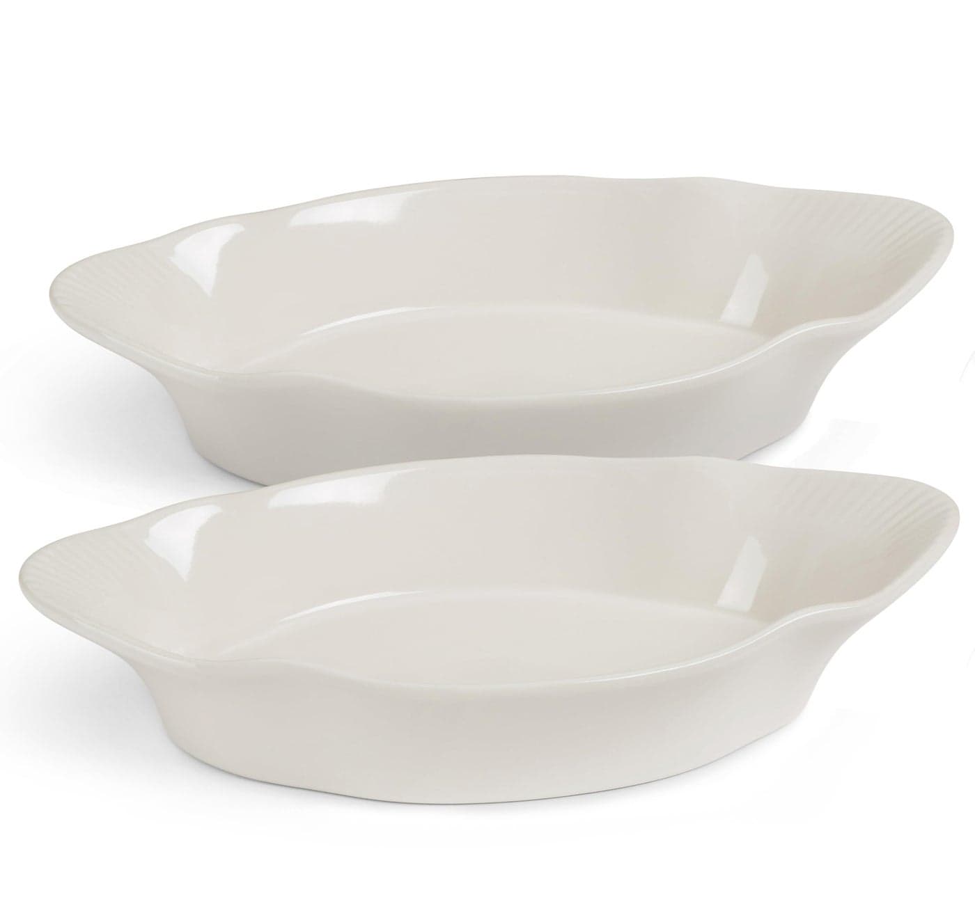 Au Gratin Baking Dishes Ceramic by Kook for Casseroles Lasagna Cobblers Individual Serving Set of 2 Oven Microwave Dishwasher Safe Bakeware 18 oz Ivory
