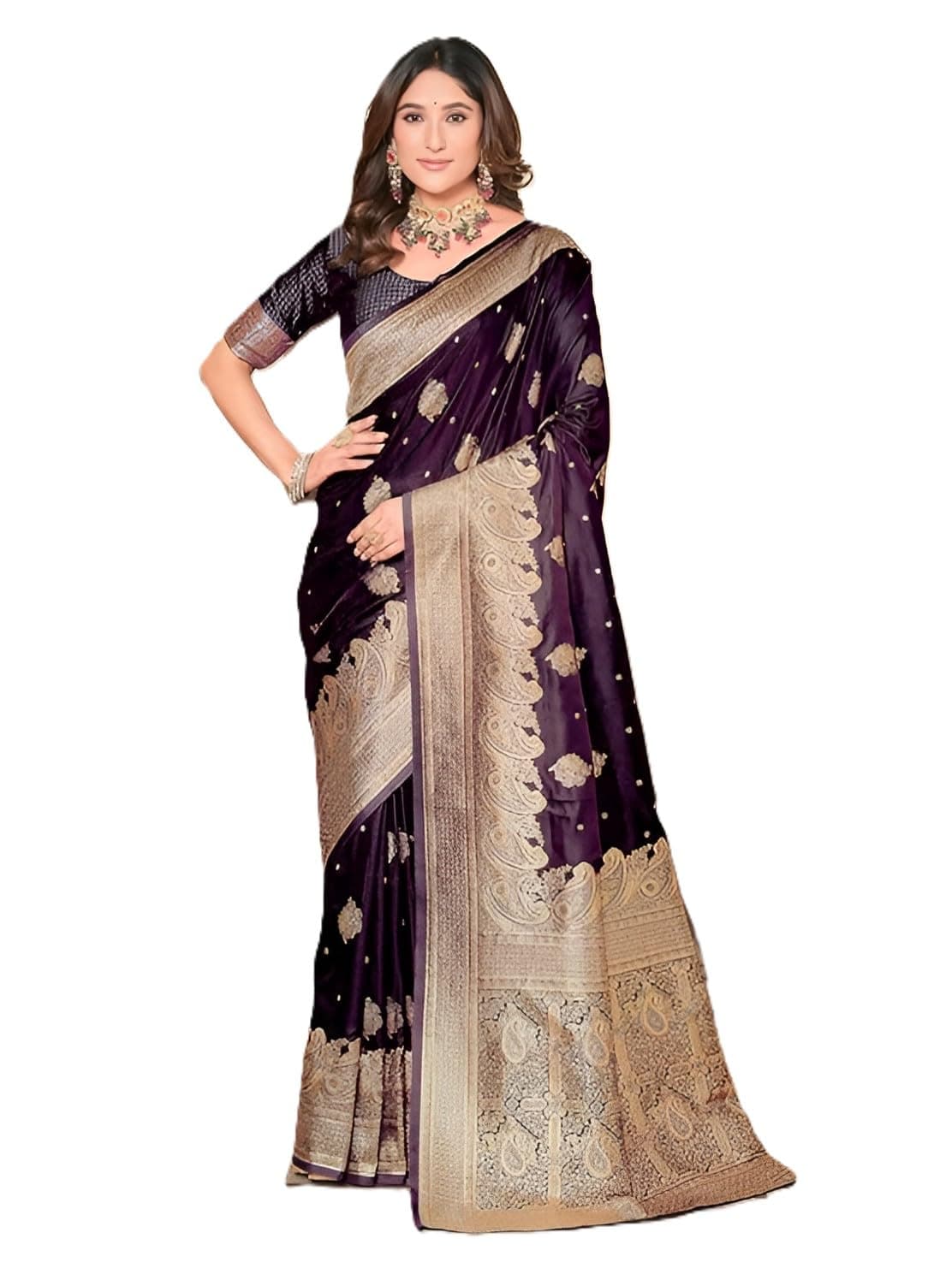 Yashika Women's Pure Kanjivaram Silk Saree Soft Banarasi Style Wedding With Blouse Piece | Saree For Women | New Sari_AZ-YS-OG1-YASMIN WINE