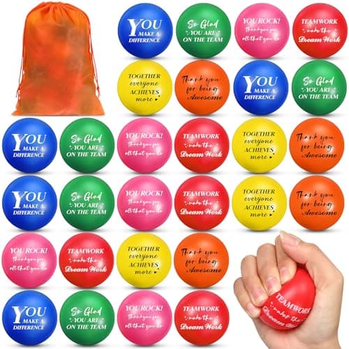 Glimin 48 Pcs Motivational Stress Balls Gifts Bulk Colorful Inspirational Quote Stress Balls with Drawstring Bag Hand Exercise Gifts for Office Anxiety Employee Staff Coworker AdultLovely Color