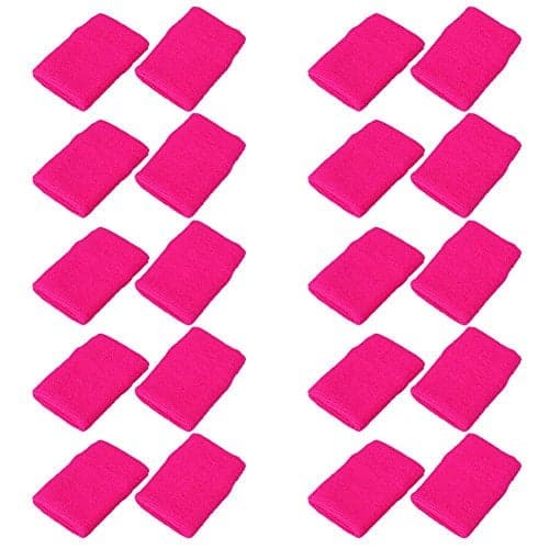 Mallofusa 10 Pack Colorful Sports Basketball Football Absorbent Wristband Party Outdoor Activity (Rose) Standard
