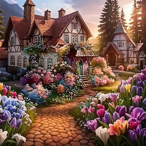 GXGLLPZBY 5D Diamond Painting Kit for Adults BeginnersDIY House Flower Paint By Diamond Art KitsSuitability Friends Full Round Drill Diamonds Dots Gem ArtHome Wall Decor 1378x1378 Inch