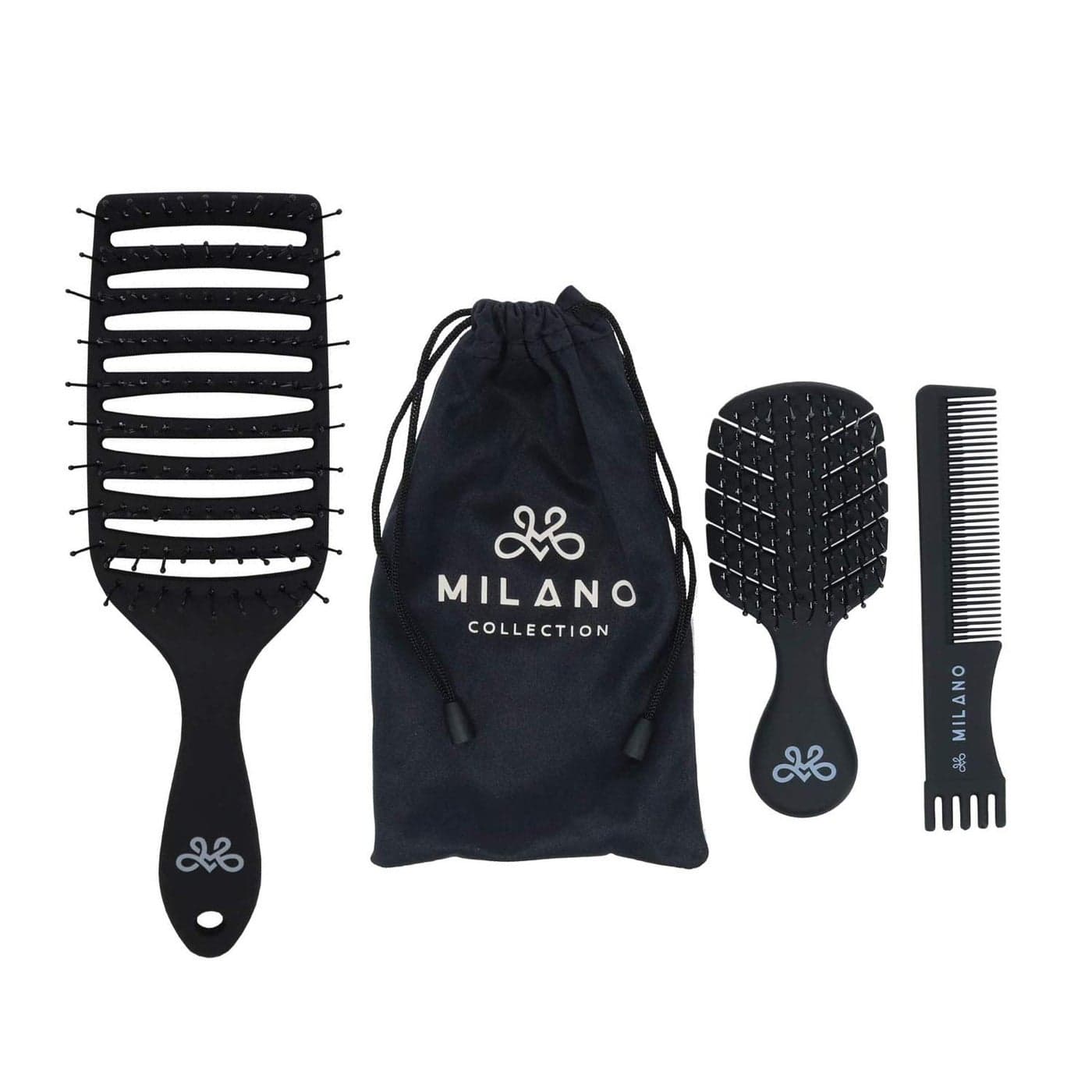 Milano Collection Womens Gentle NoTangle Wet Dry Speed Styling Wide Bristle Wig Brush for Human Hair Wigs Synthetic Wigs All Types of Human Hair 2Pack