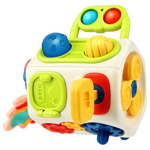 Vanmor 10in1 Busy Cube for 18 Months Toddlers 8Sided Montessori Sensory Activity Cube with Fine Motor Skills Learning Travel Fidget Toys for Airplane Car Seat Gift for Boys Girls